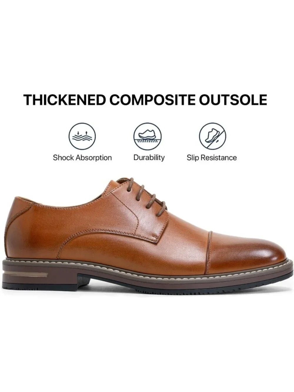 Men's Brown Classic Cap Toe Lightweight Formal Oxford Wedding Dress Shoes